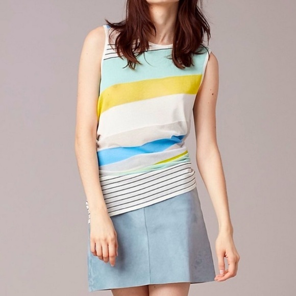 Diane Von Furstenburg Stripe Asymmetrical Top - Picture 1 of 15
